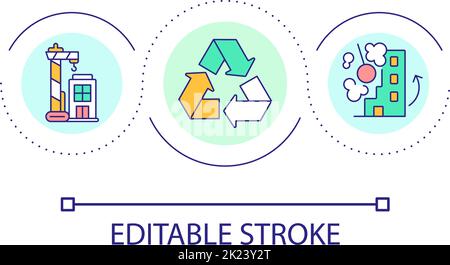 Recycling of old buildings loop concept icon Stock Vector