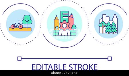 Different purpose areas in city loop concept icon Stock Vector