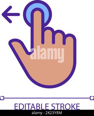 Move to left gesture pixel perfect RGB color icon Stock Vector