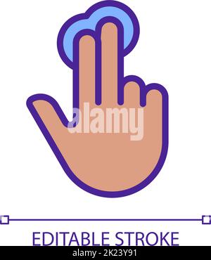 Double finger touch gesture pixel perfect RGB color icon Stock Vector