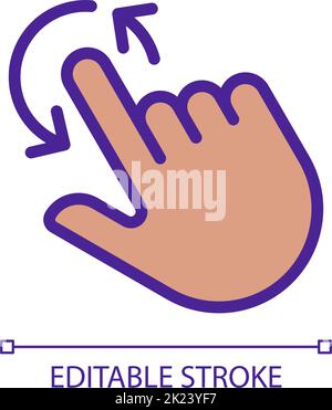 Rotation gesture pixel perfect RGB color icon Stock Vector
