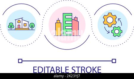 Connection of suburb and city loop concept icon Stock Vector