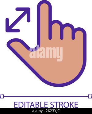 Zoom in touch gesture pixel perfect RGB color icon Stock Vector