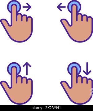 Holding and moving pixel perfect RGB color icons set Stock Vector