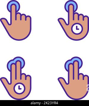 Long press pixel perfect RGB color icons set Stock Vector