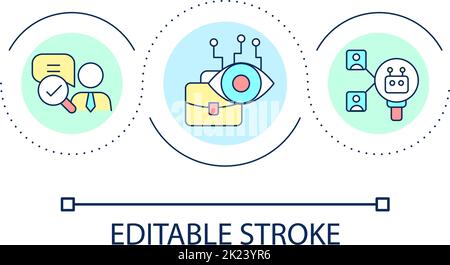 Control of business processes by AI loop concept icon Stock Vector