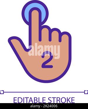 Double touch gesture pixel perfect RGB color icon Stock Vector