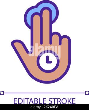 Double finger holding gesture pixel perfect RGB color icon Stock Vector
