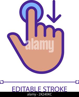 Move downwards gesture pixel perfect RGB color icon Stock Vector