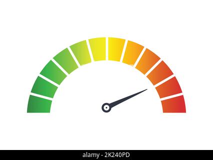 Speedometer with speed indicator on white background. Stock Vector