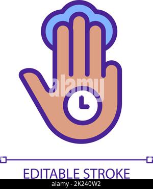 Three finger holding gesture pixel perfect RGB color icon Stock Vector