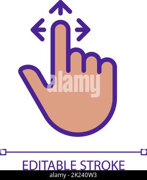 Drag gesture pixel perfect RGB color icon Stock Vector