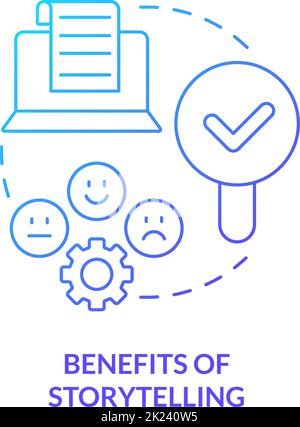 Benefits of storytelling blue gradient concept icon Stock Vector