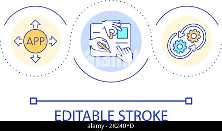 Team work upon app development loop concept icon Stock Vector