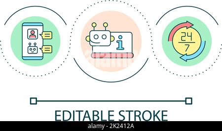 Chatbot in informational support loop concept icon Stock Vector