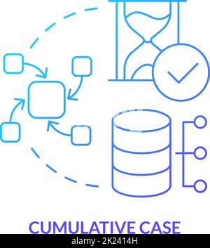 Cumulative case blue gradient concept icon Stock Vector
