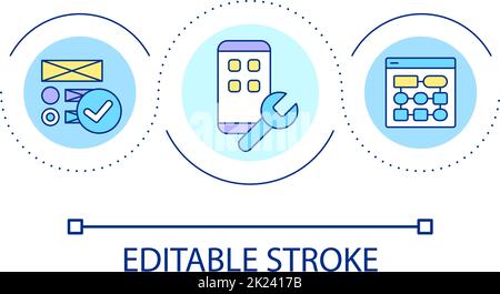 Mobile app interface building loop concept icon Stock Vector