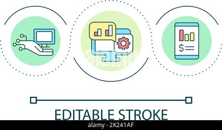 Apps for financial analytics loop concept icon Stock Vector