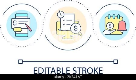 Configure notifications for payment schedules loop concept icon Stock Vector