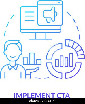 Implement CTA blue gradient concept icon Stock Vector