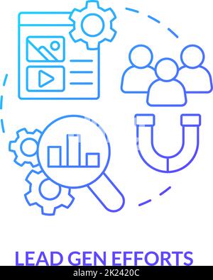 Lead gen efforts blue gradient concept icon Stock Vector
