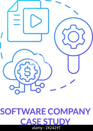 Software company case study blue gradient concept icon Stock Vector