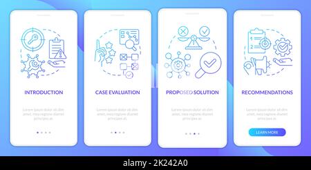 Case drafting blue gradient onboarding mobile app screen Stock Vector