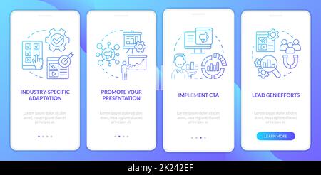 Marketing case study blue gradient onboarding mobile app screen Stock Vector