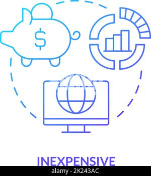 Inexpensive blue gradient concept icon Stock Vector