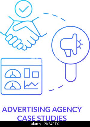 Advertising agency case studies blue gradient concept icon Stock Vector