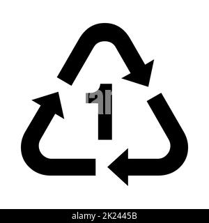 Plastic recycle symbol PET 1 on white background Stock Vector
