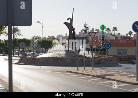 MALAGA, COSTA DEL SOL, SPAIN - AUGUST 28, 2019: Roundabout in Alhaurín de la Torre on AV Malaga Stock Photo