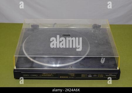 Sanyo vinyl player. Vintage analog player. turntable Stock Photo