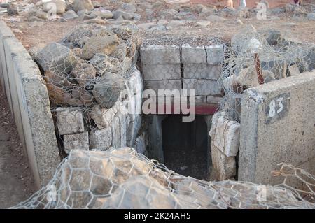 Military bunker access point on the border between Israel and Syria , Golan height Stock Photo