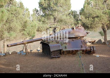 Destroyed Syrian T62 tank on the Valley of Tears in Israel from the Yom Kippur War Stock Photo