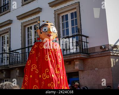 Ponte de Lima, Portugal - September 10, 2022: Traditional bigheads parade during Feiras Novas festival Stock Photo