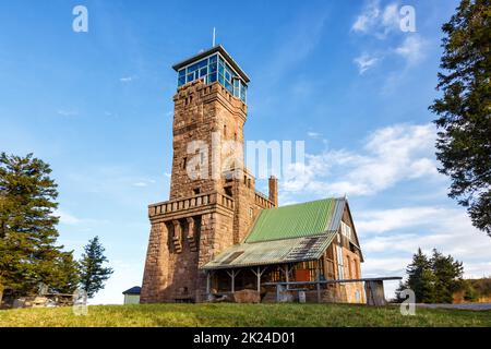 Hornisgrindeturm tower on top summit peak of Hornisgrinde mountain in Seebach in the Black Forest Schwarzwald autum fall in Germany park Stock Photo