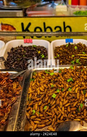 Bangkok Thailand 22. Mai 2018 Disgusting Thai food and sale of insects for eating consumption at Khaosan Khao San Kaosan Road in Bangkok Thailand. Stock Photo