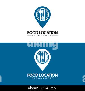 Food Location Logo Design Template Stock Vector