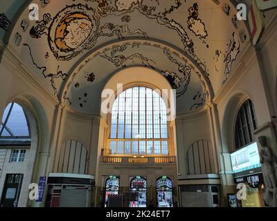 Luxembourg - January 01, 2022: Luxembourg railway station at Luxembourg old town, UNESCO World Heritage Site on January 01, 2022 Stock Photo