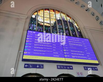 Luxembourg - January 01, 2022: Luxembourg railway station at Luxembourg old town, UNESCO World Heritage Site on January 01, 2022 Stock Photo