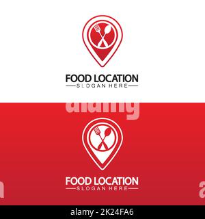 Food Location Logo Design Template Stock Vector