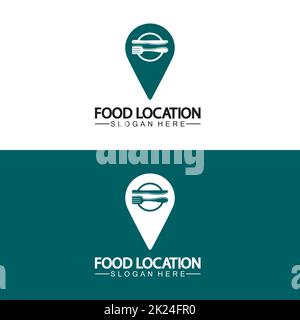 Food Location Logo Design Template Stock Vector