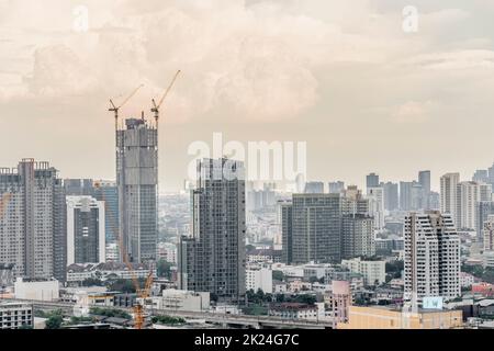 City panorama Bangkok with incredible cloud formation. Skyscraper, cityscape Capital of Thailand. Stock Photo