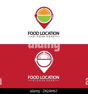 Food Location Logo Design Template Stock Vector
