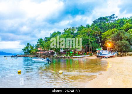 The big tropical island Ilha Grande Abraao beach in Angra dos Reis Rio de Janeiro Brazil. Stock Photo
