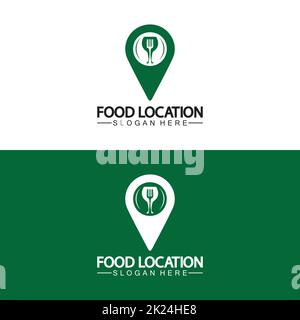 Food Location Logo Design Template Stock Vector