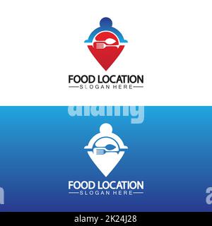 Food Location Logo Design Template Stock Vector