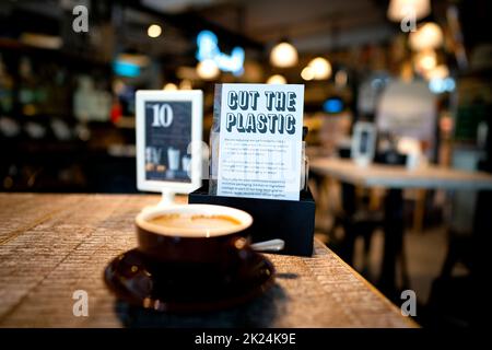 STOP USING PLASTIC STRAW Stock Photo