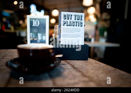 STOP USING PLASTIC STRAW Stock Photo